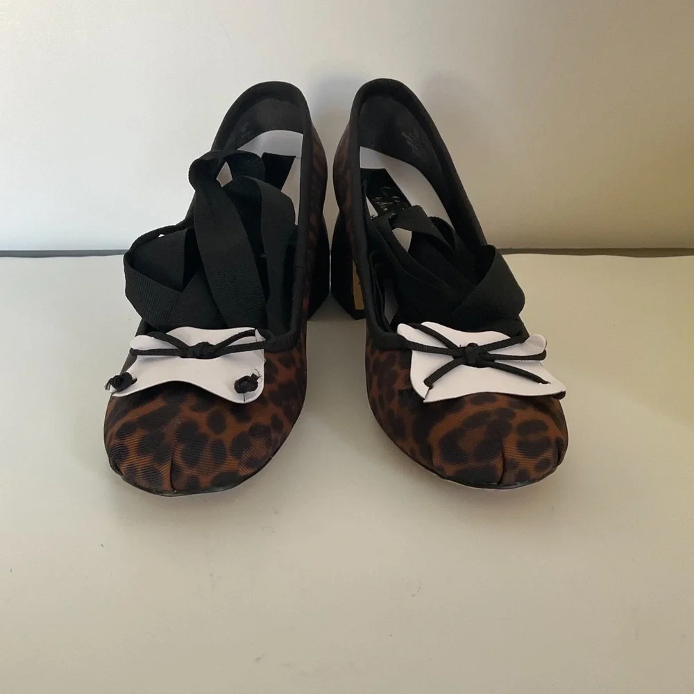 Circus NY by Sam Edelman Della Strappy Chunky Block Heel Natural Leopard Sz 7 - Picture 12 of 12